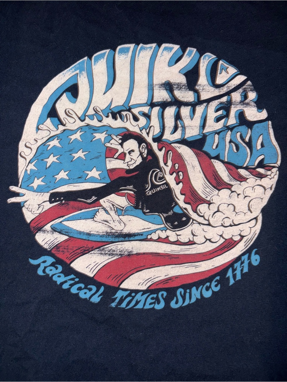 Quiksilver Black Short-Sleeve Tee with Patriotic Surf Graphic - Picture 2 of 4